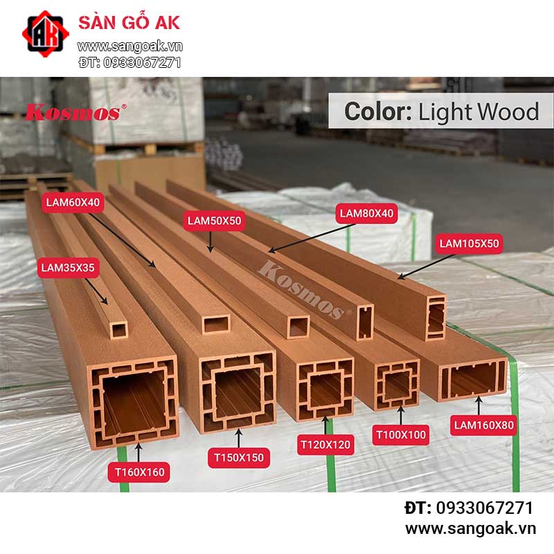 Trụ Pergola gỗ nhựa Kosmos - T160X160 Light Wood